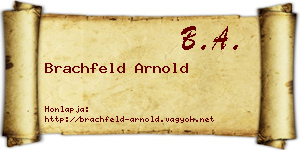 Brachfeld Arnold névjegykártya